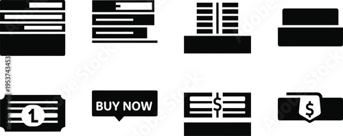 Silhouette bundle icons for web and ui design with e commerce elements