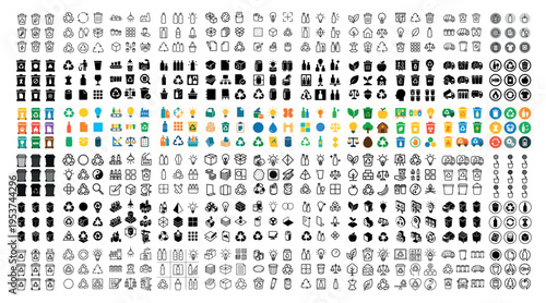 Interface icons with trash gift bell gear minimal