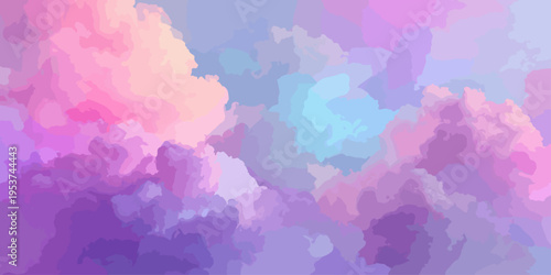 Vibrant abstract watercolor painting on vintage paper texture features a colorful artistic pattern of pink and blue clouds with orange fire light in a vector illustration design