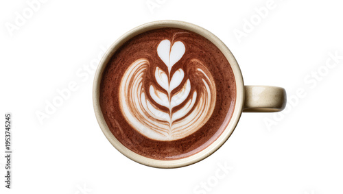 Εκτύπωση καμβά Top view of a ceramic mug filled with rich hot chocolate, featuring beautiful he
