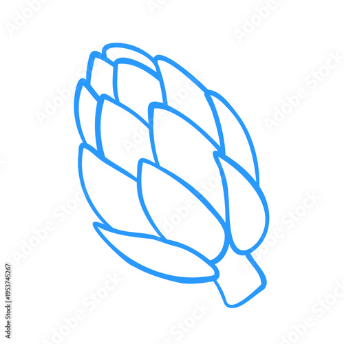Linear artichoke drawing. Mediterranean linear vector vegetable clipart for design.