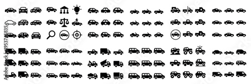 Transport icons with car truck van minimal