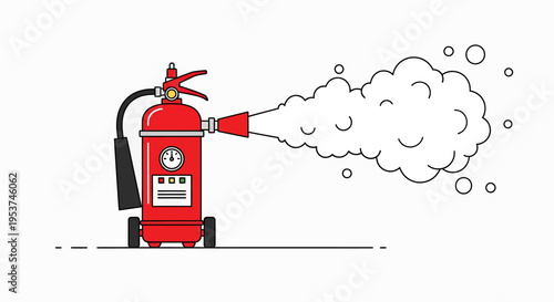 Fire extinguisher in action illustration.