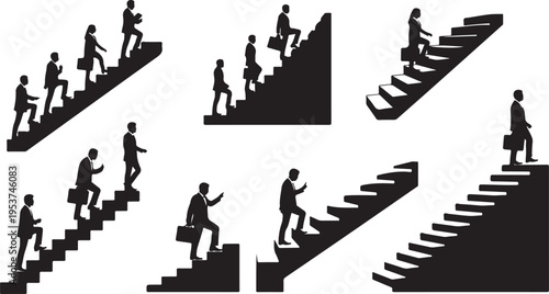 Business People Climbing Stairs to Success Together