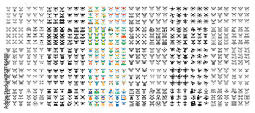 Drone icons with quadcopter and camera colorful