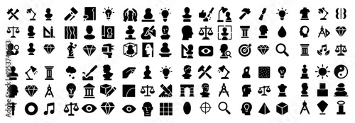 Business icons with scale diamond head minimal