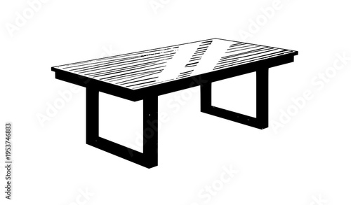 Modern wooden table vector illustration furniture mockup with perspective view isolated on white background