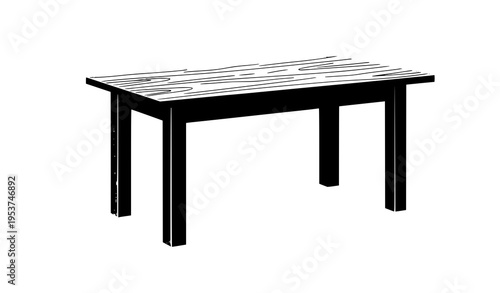 Stylish wooden table vector illustration modern furniture design isolated on white background