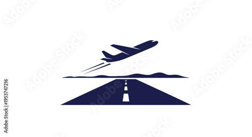 Airplane Taking Off From Runway - Aviation Travel Concept