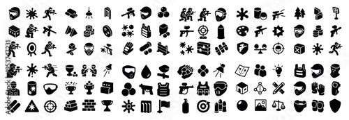 Miscellaneous icons with person tree sun flat