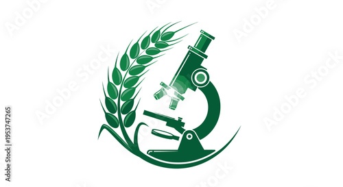 Agricultural Science and Research with Wheat and Microscope
