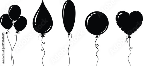 Black silhouette of various light bulbs including energy saving led and classic incandescent lamps for idea and innovation concepts,