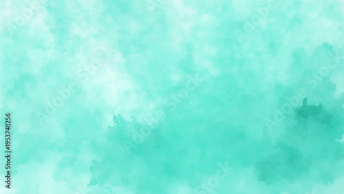Vector Abstract turquoise watercolor painting show dreamy and airy feels and vivid turquoise blend forms a unique pattern and art evokes serene ambiance and refreshing essence. 
