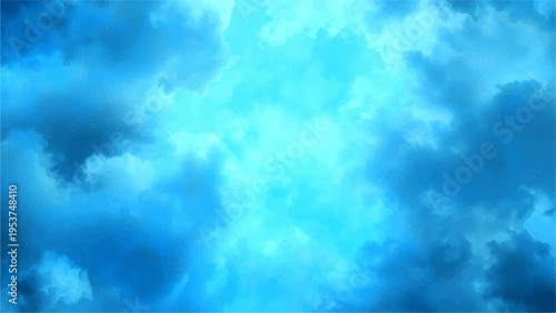 Vector Ethereal Blue Sky Scene: Clouds Drifting in Vivid Sky Show Celestial Display with Heavenly vista and weather's moods reveal boundless skies and airy realm