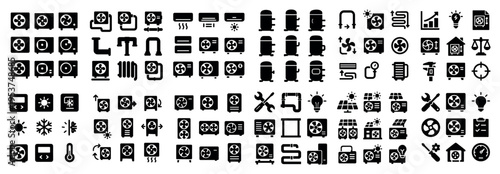 Household icons with radiator and fan minimal