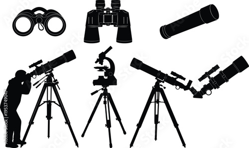 Black silhouette of various light bulbs including energy saving led and classic incandescent lamps for idea and innovation concepts,