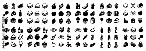 Food icons with apple sandwich silhouette