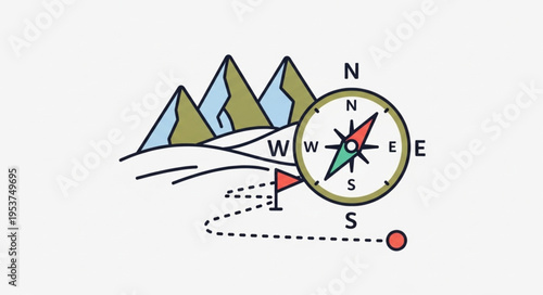 Navigating the Wilderness - A Compass-Guided Journey Through Mountains.