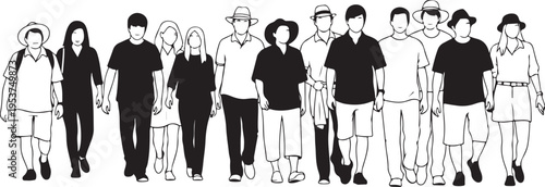 Diverse group of people walking together in unity