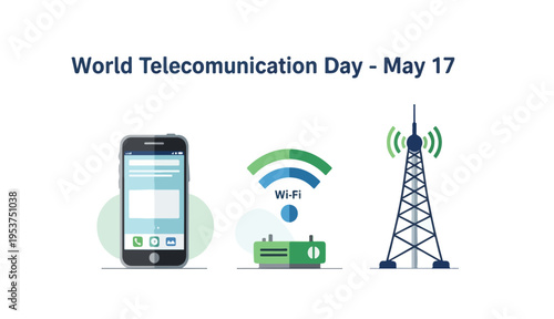 World Telecommunication Day Mobile Phone WiFi Signal Tower