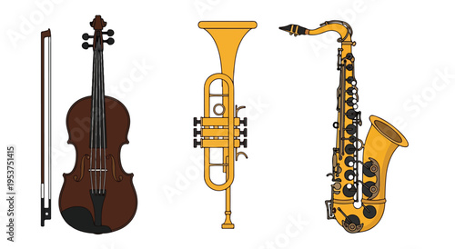 Violin, Trumpet, Saxophone Musical Instruments