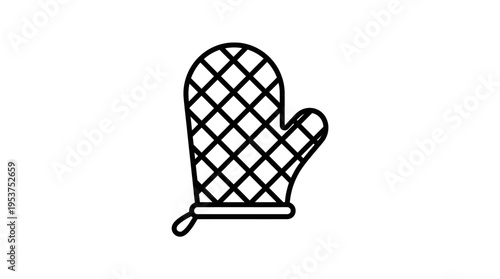 Minimalist Oven Mitt Icon in Black and White