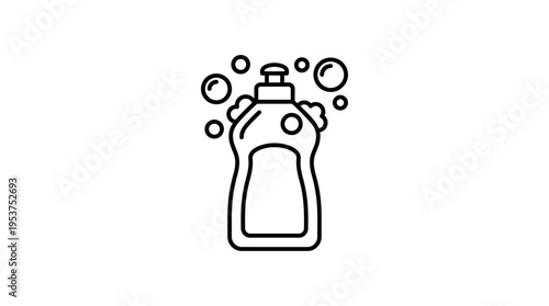 Dish Soap Bottle with Bubbles Outline