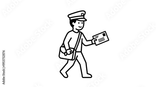 Cartoon Delivery Mailman with Letter