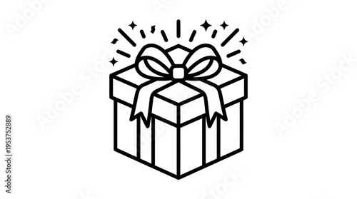 Black and White Gift Box with Sparkles