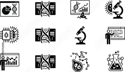 Silhouette bundle icons for science and research concepts