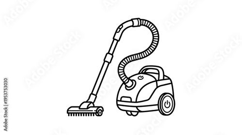 Outline Drawing of a Canister Vacuum Cleaner