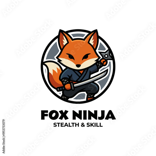 This dynamic logo features a fox dressed as a ninja, emphasizing stealth and skill, perfect for brands related to strategy, gaming, or creativity.