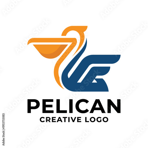 This stylish logo showcases a pelican in a modern design, representing creativity and elegance, ideal for brands focused on nature or marine conservation.