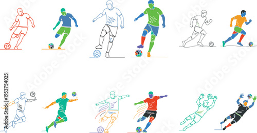 Colorful Sports Athletes Collection – Multi Sport Players in Action Vector Illustration Set