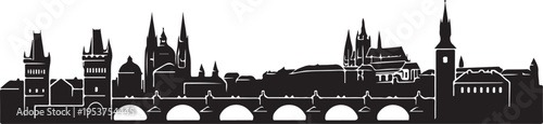 Prague City Skyline Vector Illustration