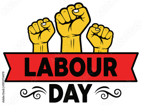 Labour day celebration with raised fists