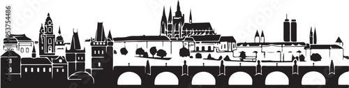 Prague City Skyline Vector Illustration