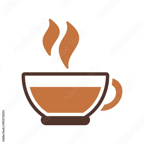 A steaming cup with a lighter fill represents an americano coffee drink. This graphic suits beverage menus, cafe promotions, restaurant boards, and coffeehouse branding
