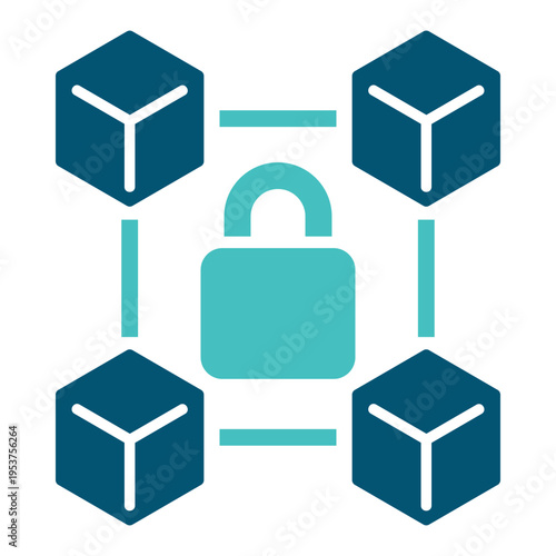 A lock inside a cube network represents cryptocurrency security and protected blockchain assets. This graphic suits wallet apps, cybersecurity dashboards, fintech services, and secure exchange 