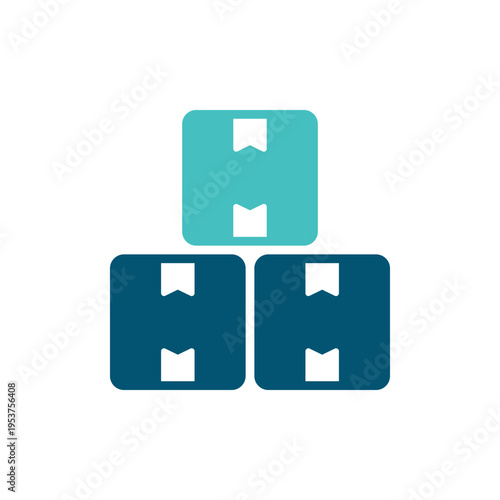 Stacked boxes represent product stock and available inventory. This graphic suits ecommerce warehouses, retail dashboards, supply systems, and marketplace management materials