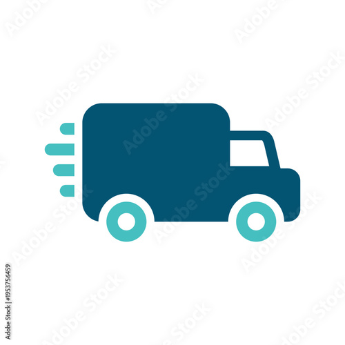A moving truck represents product delivery and transport service. This graphic suits ecommerce logistics, courier apps, order tracking systems, and retail fulfillment materials