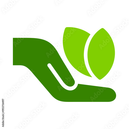 A hand holding leaves represents clean electric power and sustainable support. This graphic suits green energy campaigns, mobility branding, utility services, and eco technology materials