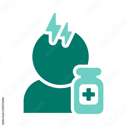 A patient figure with discomfort and a medicine bottle represents side effects from treatment. This graphic suits pharmacy counseling tools, healthcare education, clinic alerts, and medication safety 