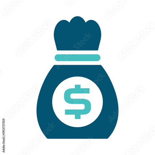 A money bag with a currency mark represents stored funds and financial value. This graphic suits banking services, investment materials, budgeting tools, and business finance presentations