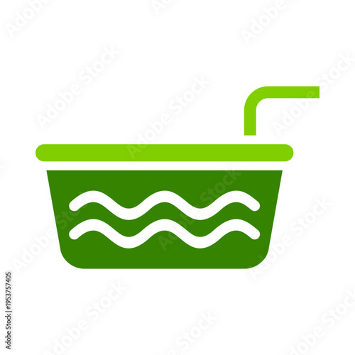 A rectangular tank with water lines represents a hydroponic reservoir for nutrient solution. This graphic suits irrigation systems, greenhouse diagrams, indoor farming tools, and cultivation materials