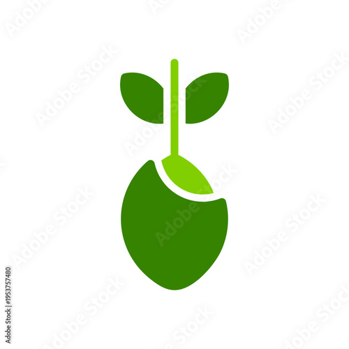 A sprouting seed with leaves represents germination in a hydroponic setup. This graphic suits propagation guides, farming education, greenhouse systems, and indoor gardening materials