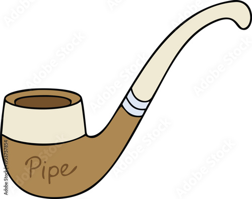 Simple illustration of a classic tobacco smoking pipe on black