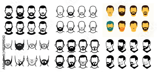 Grooming icons with beard and mustache outline