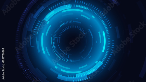 Abstract futuristic sci-fi HUD circular technology background with neon light
