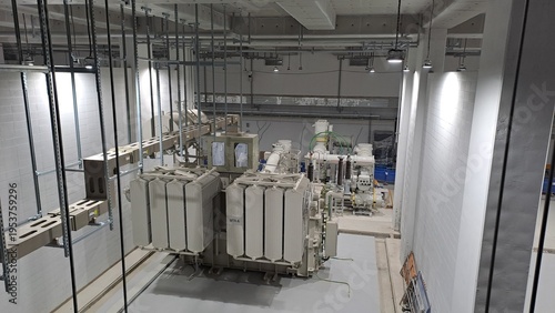 ultra large power transformer and gis in data center under construction industrial electrical room